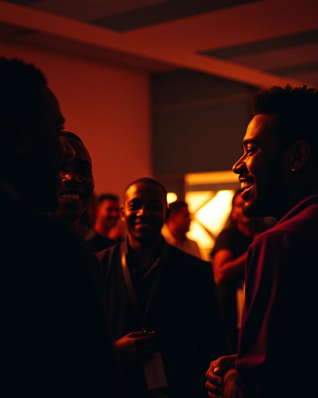 Community meetup conversation at night